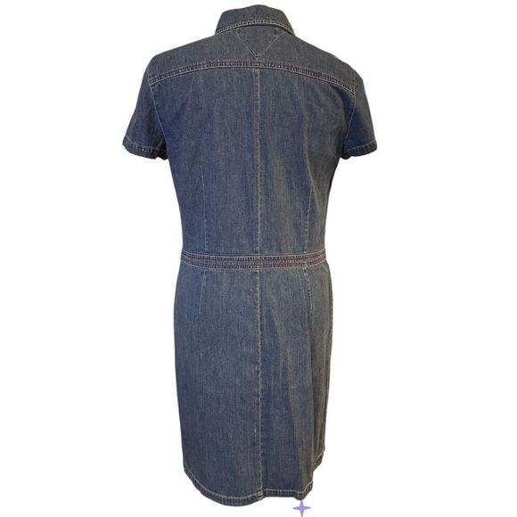 Tommy Hilfiger Women’s Denim Dress Sz. 12 Snap Button Front Short Sleeve - Picture 4 of 11
